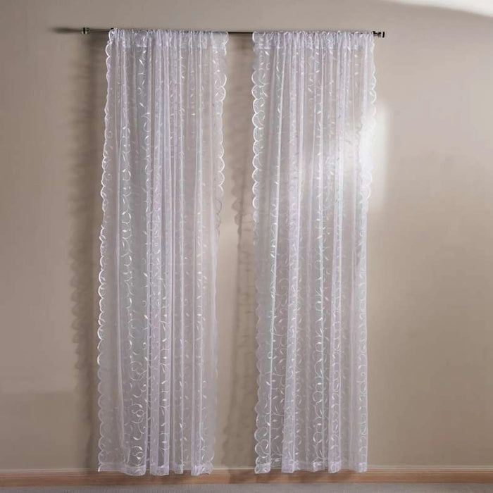 Nysha Lace 2 Piece Curtain Set 150X240Cm - White Pan Home