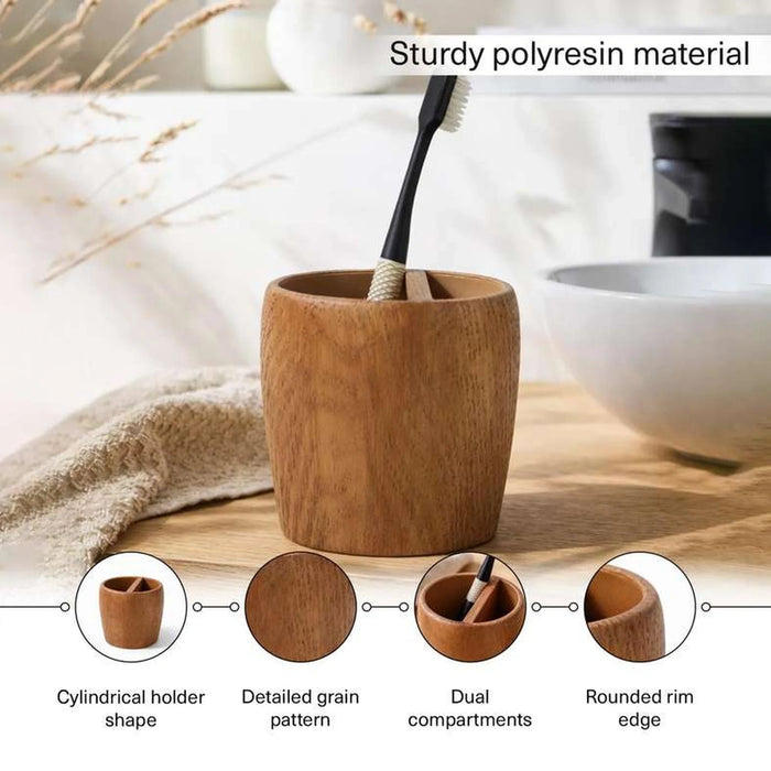 Oakroot Toothbrush Holder 11X6X11Cm - Natural