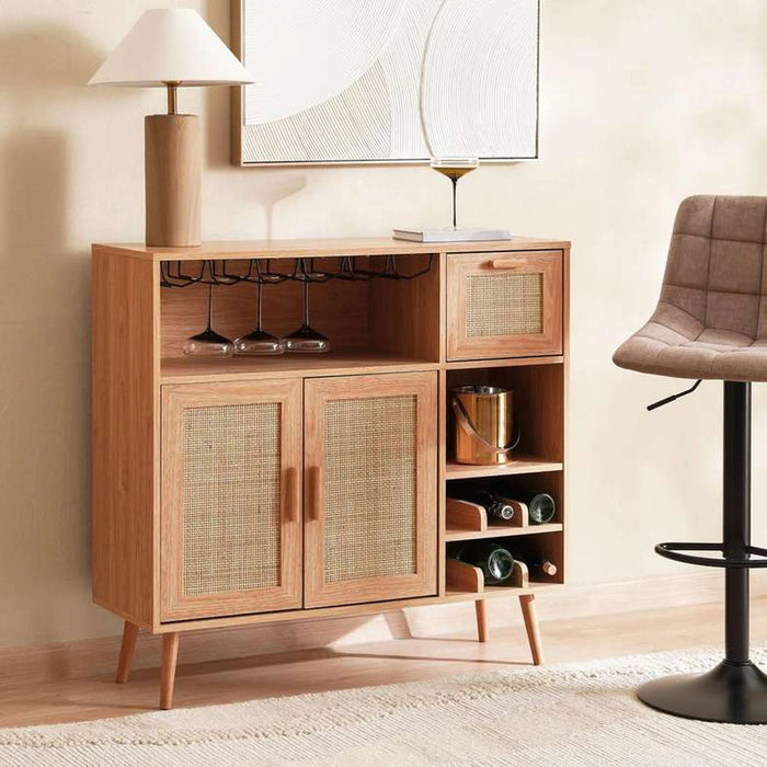 Oaktree Bar Cabinet With 2 Door 1 Drawer Rattan - Natural