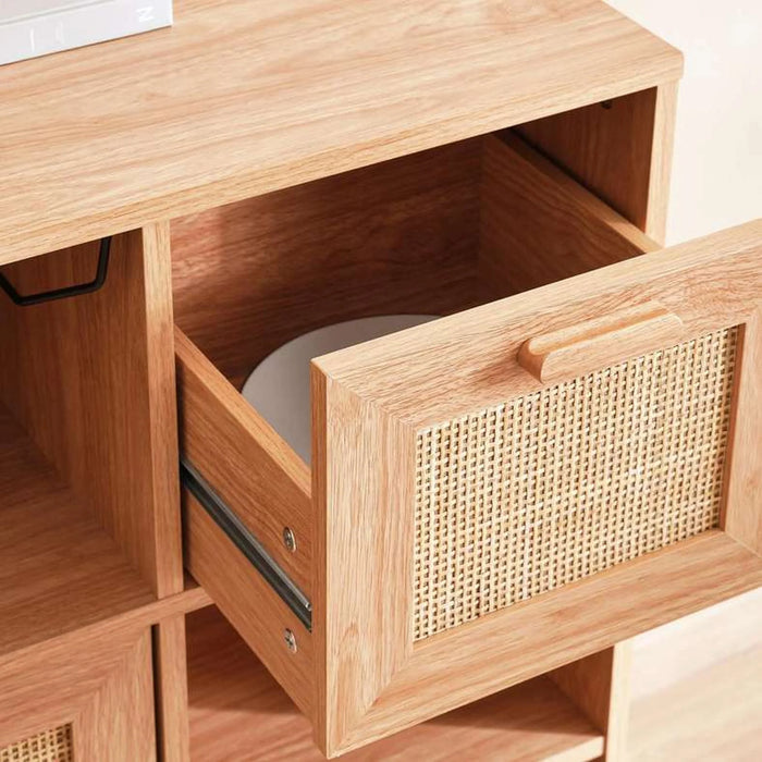 Oaktree Bar Cabinet With 2 Door 1 Drawer Rattan - Natural