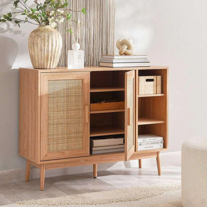 Oaktree Display Cabinet With 2 Door Rattan - Natural