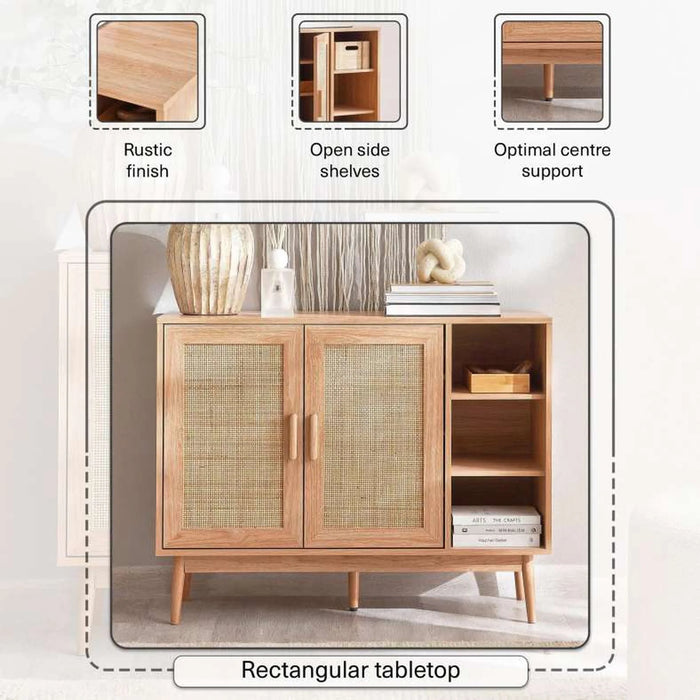 Oaktree Display Cabinet With 2 Door Rattan - Natural