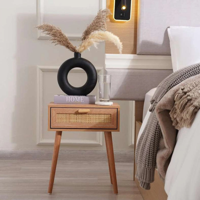 Oaktree Night Stand With 1 Drawer Rattan - Natural
