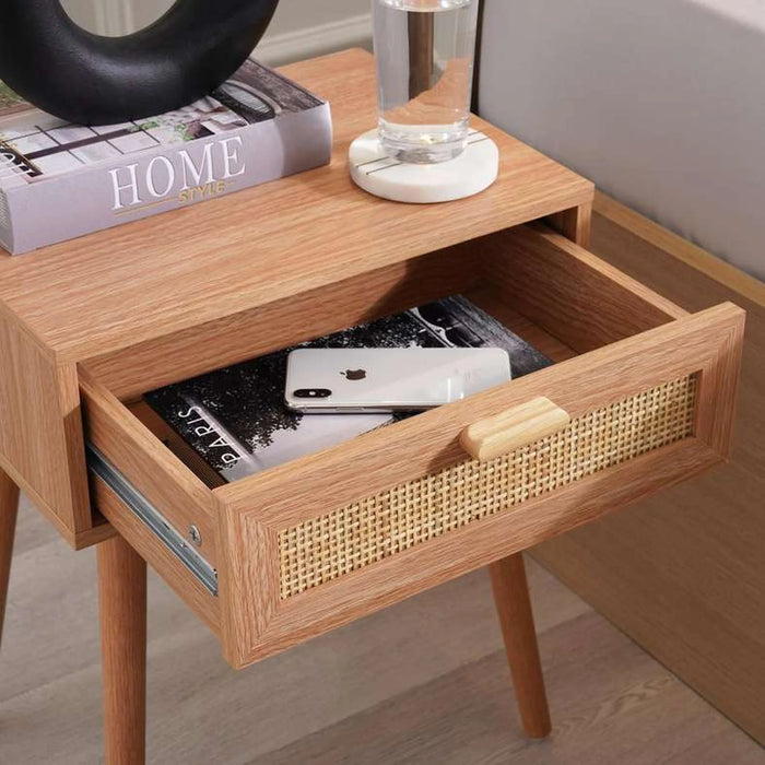 Oaktree Night Stand With 1 Drawer Rattan - Natural