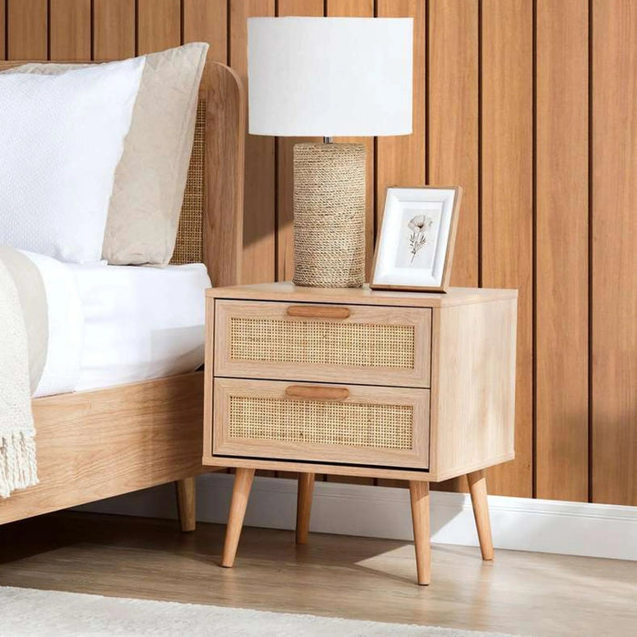 Oaktree Night Stand With 2 Drawer Rattan - Natural Pan Home