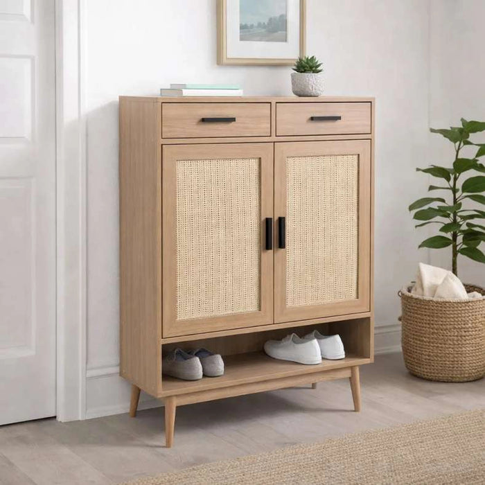 Oaktree Shoe Rack 15 Pairs With 2 Drawer - Natural
