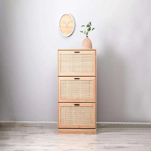 Oaktree Shoe Rack 18 Pairs With 3 Drawer - Natural Pan Home
