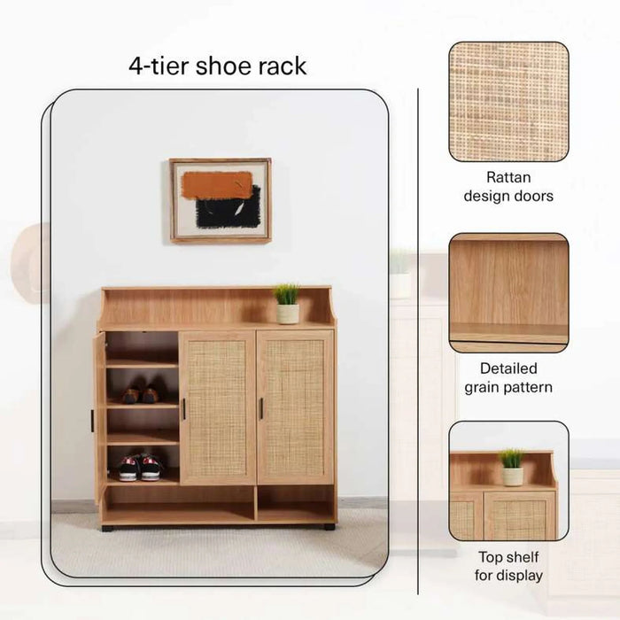 Oaktree Shoe Rack 21 Pairs Rattan - Natural