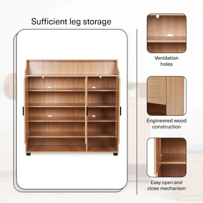 Oaktree Shoe Rack 21 Pairs Rattan - Natural