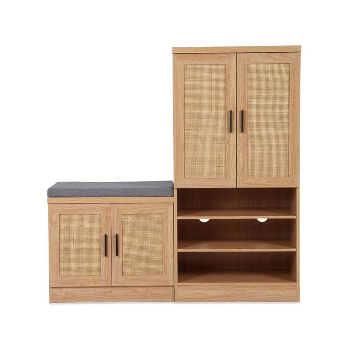 Oaktree Shoe Rack 24 Pairs With Bench Rattan - Natural