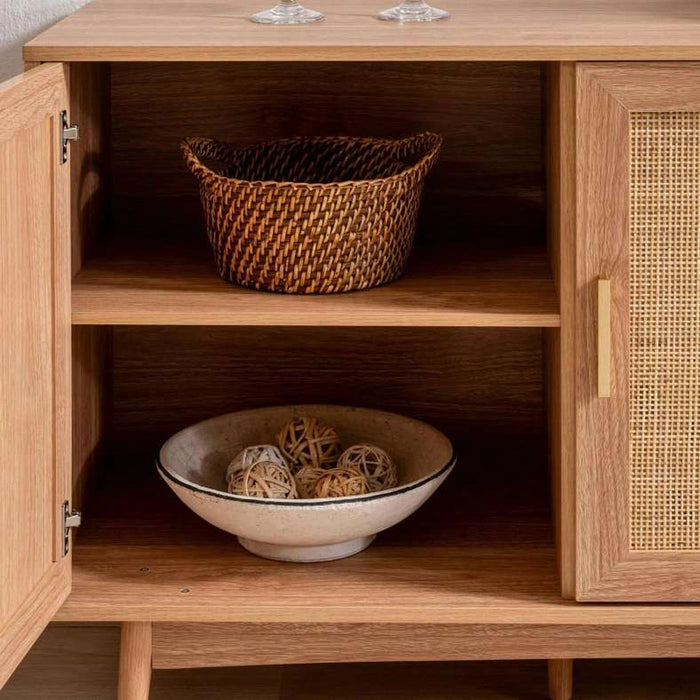 Oaktree Sideboard With 3 Door Rattan - Natural Pan Home