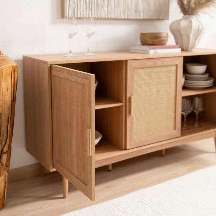 Oaktree Sideboard With 3 Door Rattan - Natural Pan Home