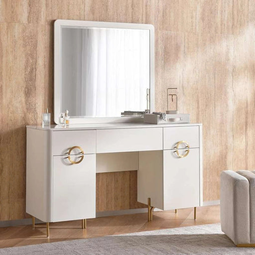 Ocrai Dresser With Mirror Marble - White & Gold Pan Home