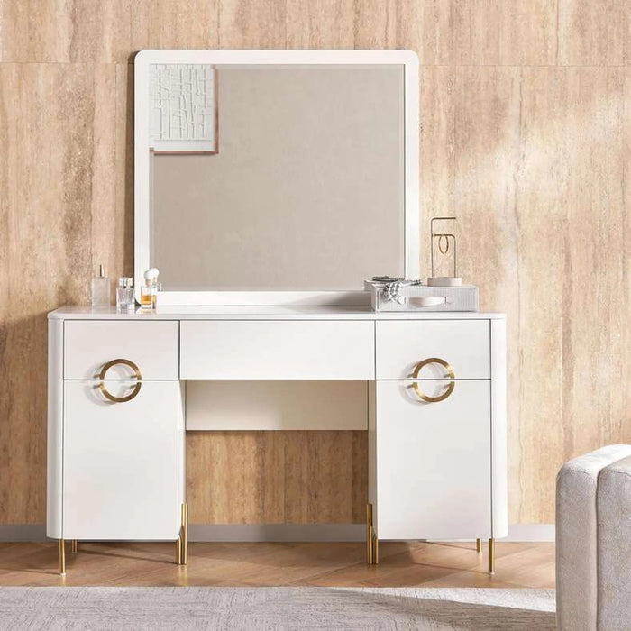 Ocrai Dresser With Mirror Marble - White & Gold Pan Home