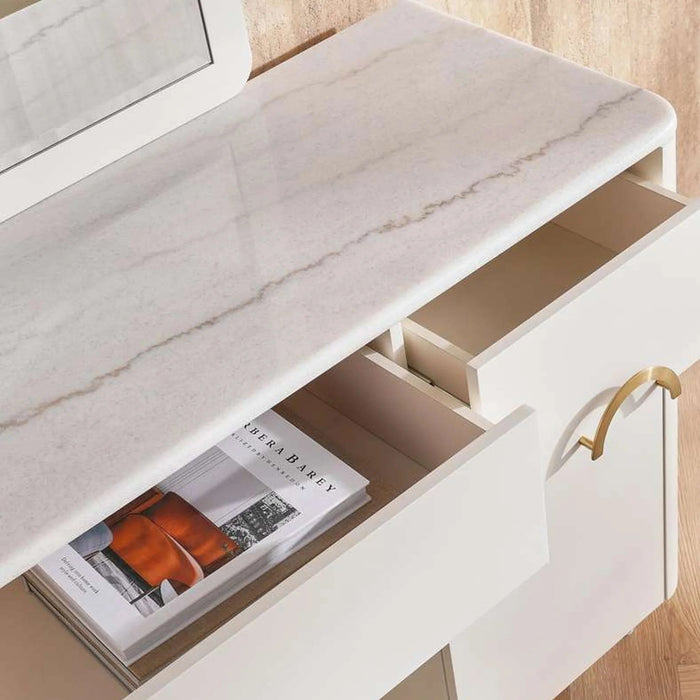 Ocrai Dresser With Mirror Marble - White & Gold Pan Home