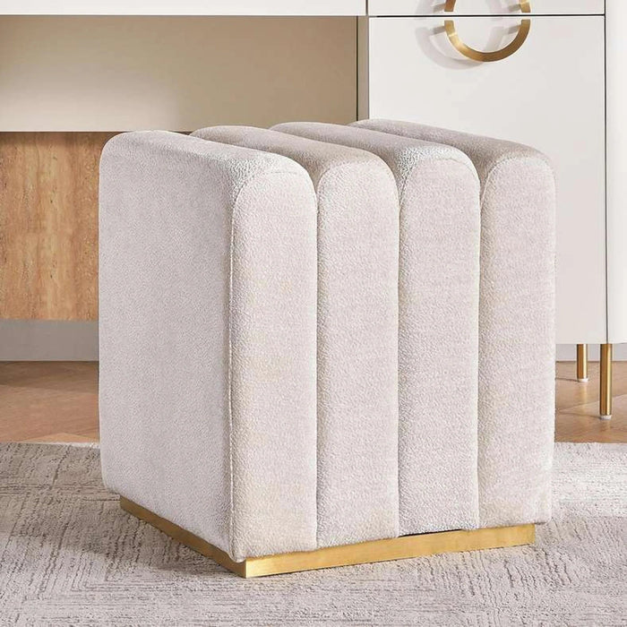 Ocrai Dressing Stool Upholstered- White Pan Home