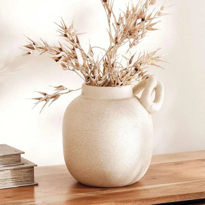 Odin Ceramic Vase With Handle 24.7X21.2X24Cm - Light Grey