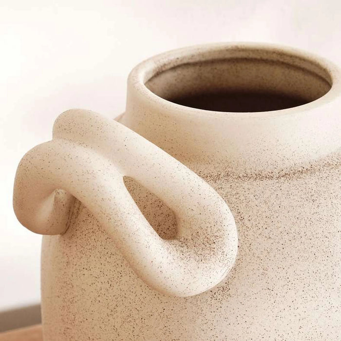 Odin Ceramic Vase With Handle 24.7X21.2X24Cm - Light Grey
