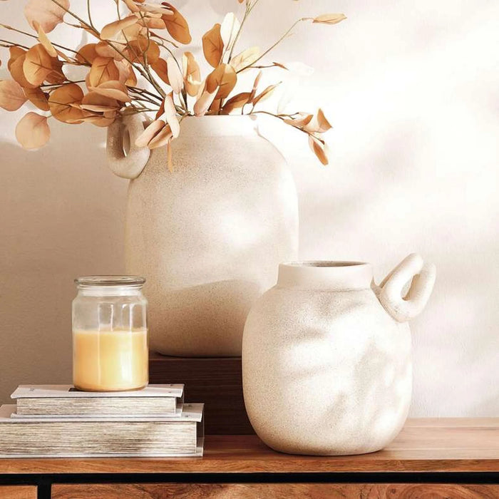 Odin Ceramic Vase With Handle 24.7X21.2X24Cm - Light Grey