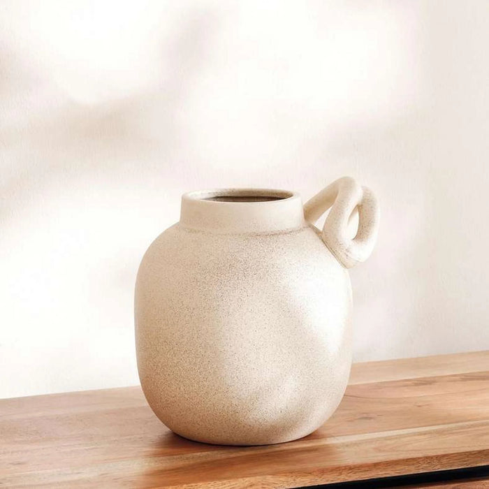 Odin Ceramic Vase With Handle 24.7X21.2X24Cm - Light Grey