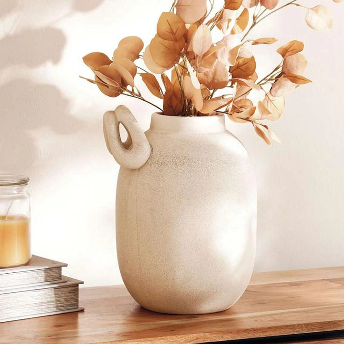Odin Ceramic Vase With Handle 26.7X23.3X33Cm - Light Grey