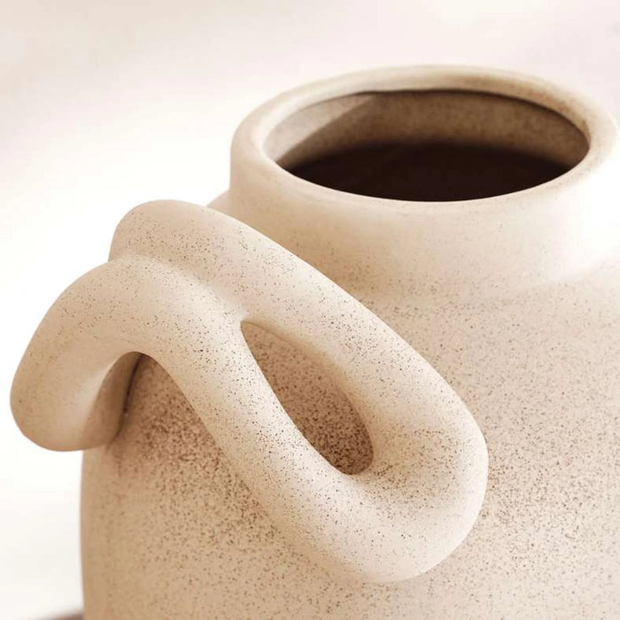 Odin Ceramic Vase With Handle 26.7X23.3X33Cm - Light Grey