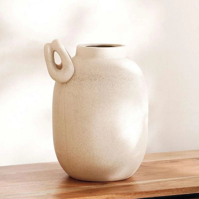 Odin Ceramic Vase With Handle 26.7X23.3X33Cm - Light Grey