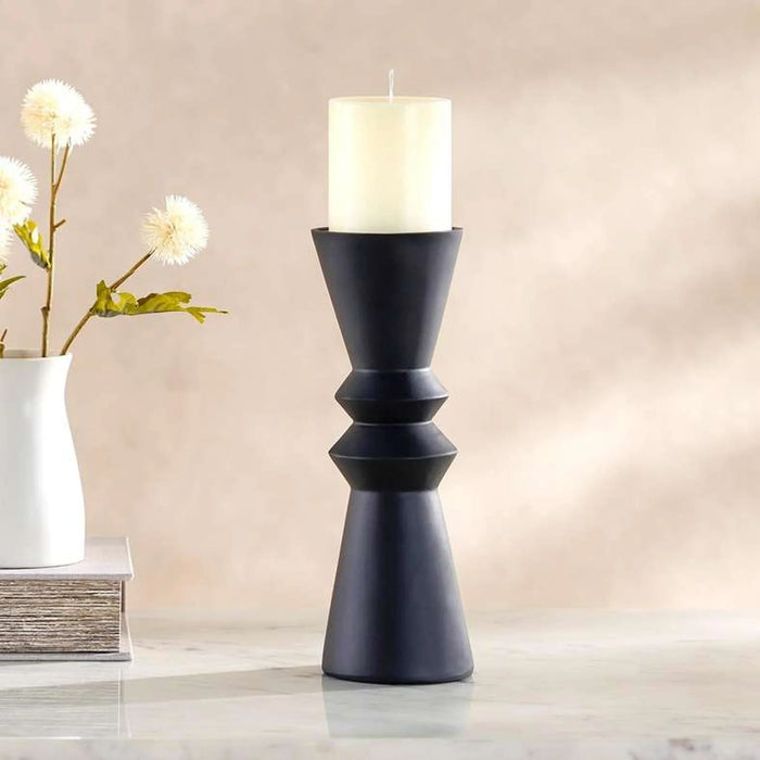Odin Lena Polyresin Candle Holder 9.4X9.4X25.5Cm - Black