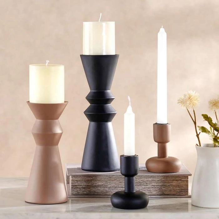 Odin Lena Polyresin Candle Holder 9.4X9.4X25.5Cm - Black