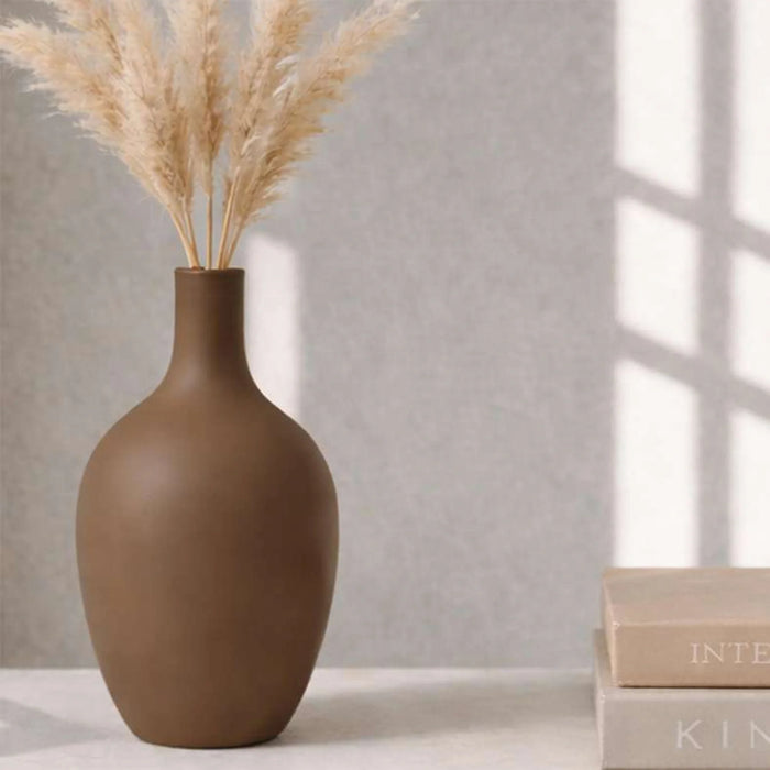 Odin Leona Polyresin Decor Vase 12.5X12.5X22Cm - Brown