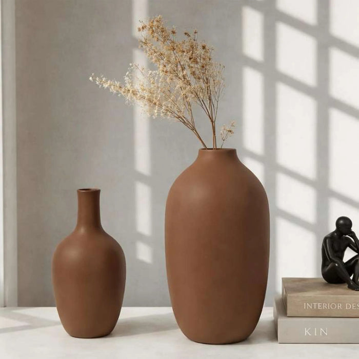 Odin Leona Polyresin Decor Vase 12.5X12.5X22Cm - Brown