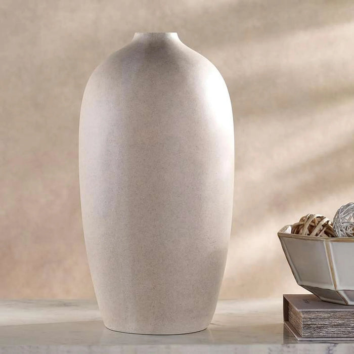 Odin Lesli Polyresin Decor Vase 26.8X26.8X50Cm -  Beige