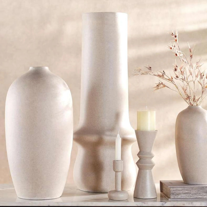Odin Lesli Polyresin Decor Vase 26.8X26.8X50Cm -  Beige