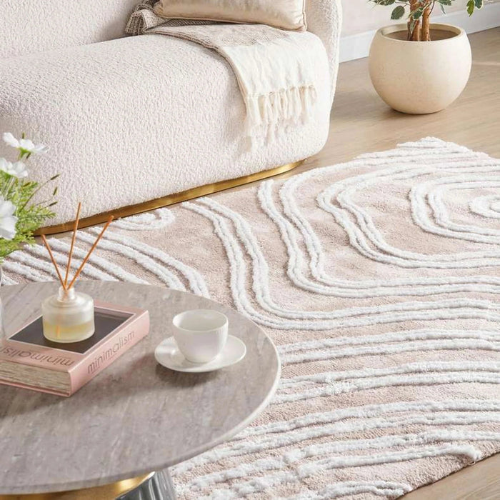 Ohio Tracks Modern Tufted Velvet Touch Rug 160X230Cm - Taupe Pan Home