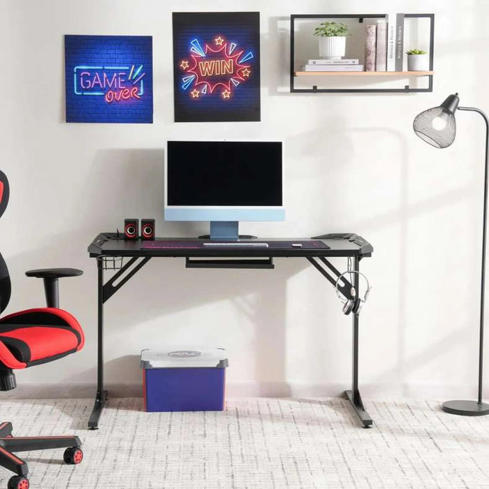 Oki Gaming Desk With Rgb Light - Black Pan Home