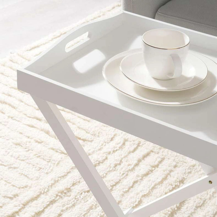 Oliove Folding Table With Tray - Off White