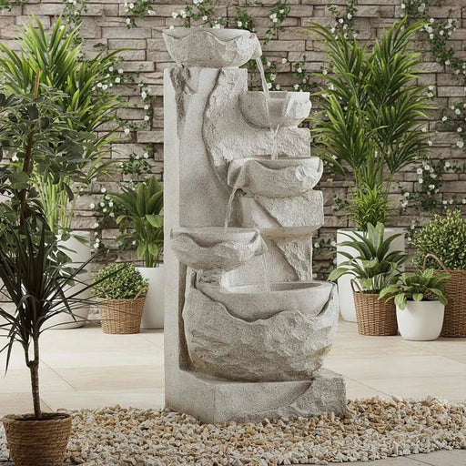 Olive Polyresin Floor Fountain 47X46X105Cm - Beige Pan Home
