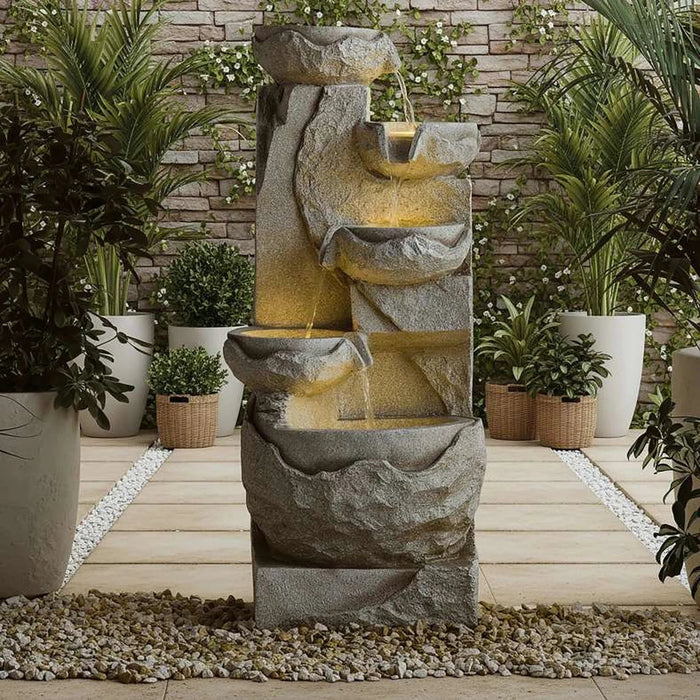 Olive Polyresin Floor Fountain 47X46X105Cm - Beige Pan Home
