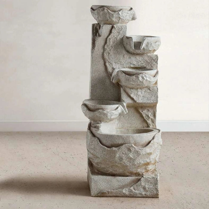 Olive Polyresin Floor Fountain 47X46X105Cm - Beige Pan Home