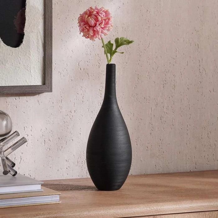 Olivia Terracotta Vase 11.5X11.5X32Cm - Black
