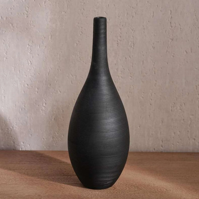 Olivia Terracotta Vase 11.5X11.5X32Cm - Black