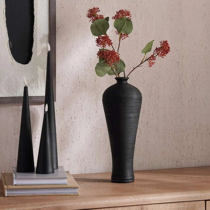 Olivia Terracotta Vase 12X12X32Cm - Black