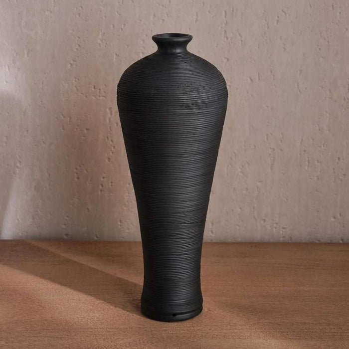 Olivia Terracotta Vase 12X12X32Cm - Black