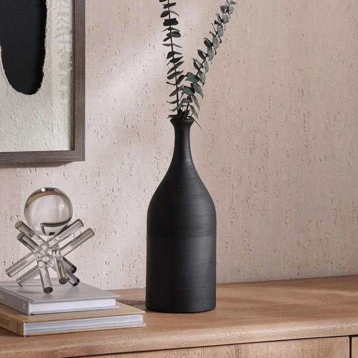 Olivia Terracotta Vase 13.5X13.5X32Cm - Black