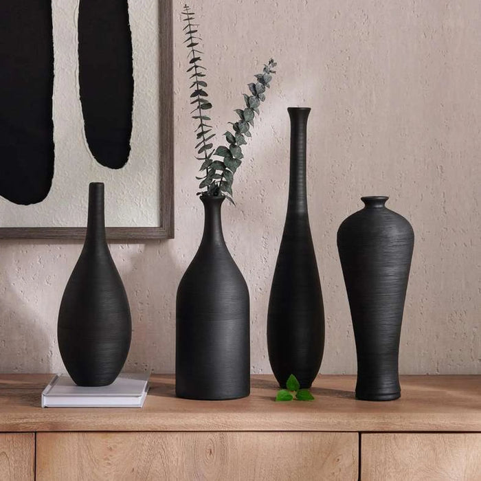 Olivia Terracotta Vase 13.5X13.5X32Cm - Black