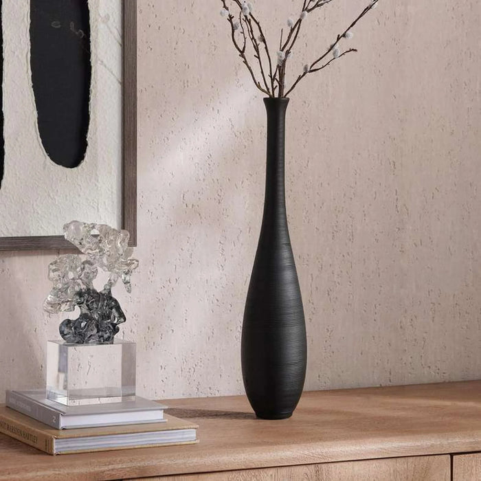 Olivia Terracotta Vase 9X9X46Cm - Black
