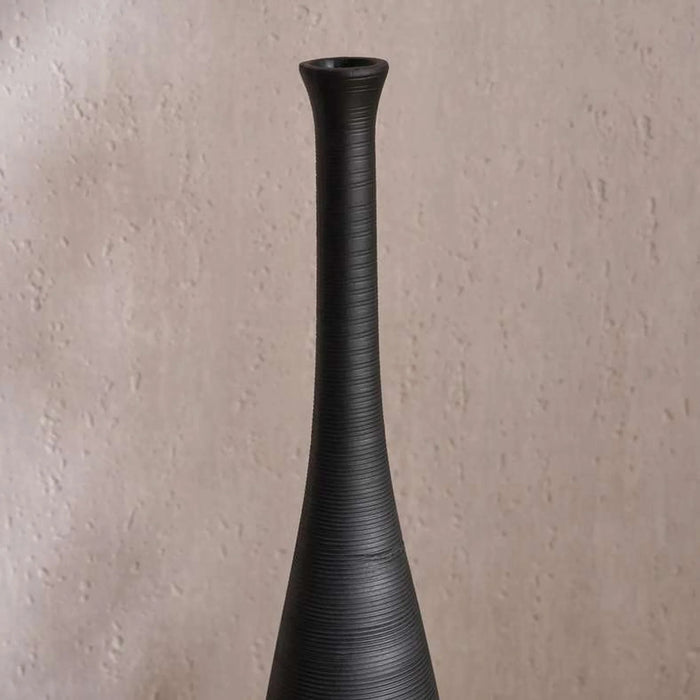 Olivia Terracotta Vase 9X9X46Cm - Black
