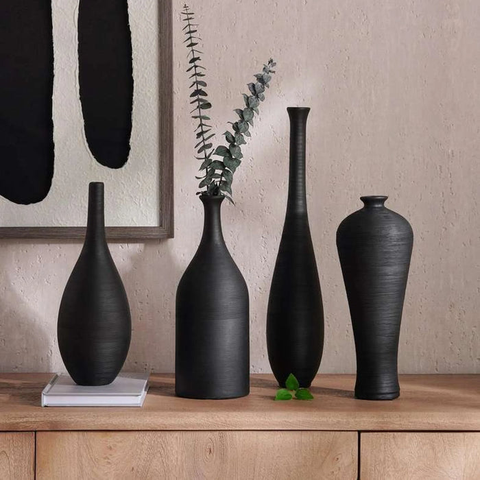 Olivia Terracotta Vase 9X9X46Cm - Black