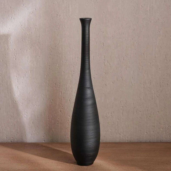 Olivia Terracotta Vase 9X9X46Cm - Black