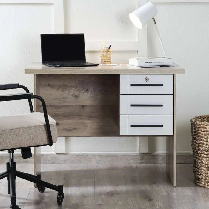 Omaha Office Desk - White Natural